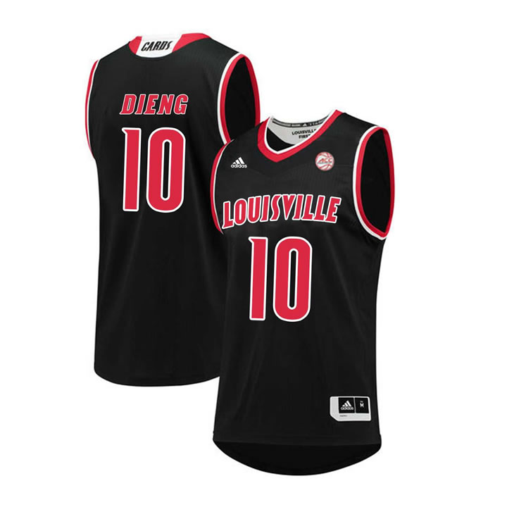 Louisville Cardinals 10 Gorgui Dieng Black College Basketball Jersey Dzhi